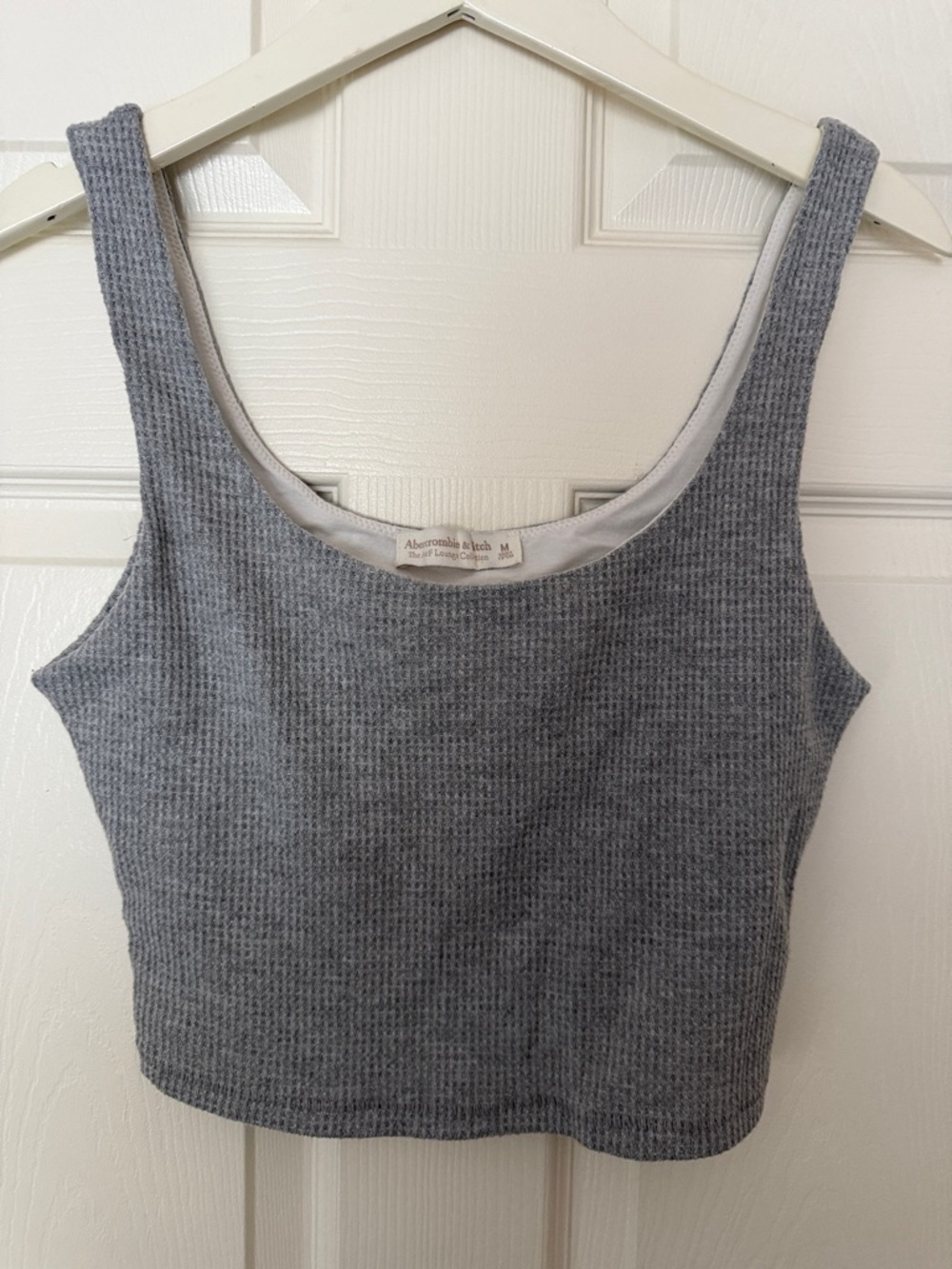 Abercrombie & Fitch Heather Gray Ribbed Crop Tank